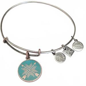Alex and Ani Arrows of Union Charm Expandable Bangle Bracelet Two Tone